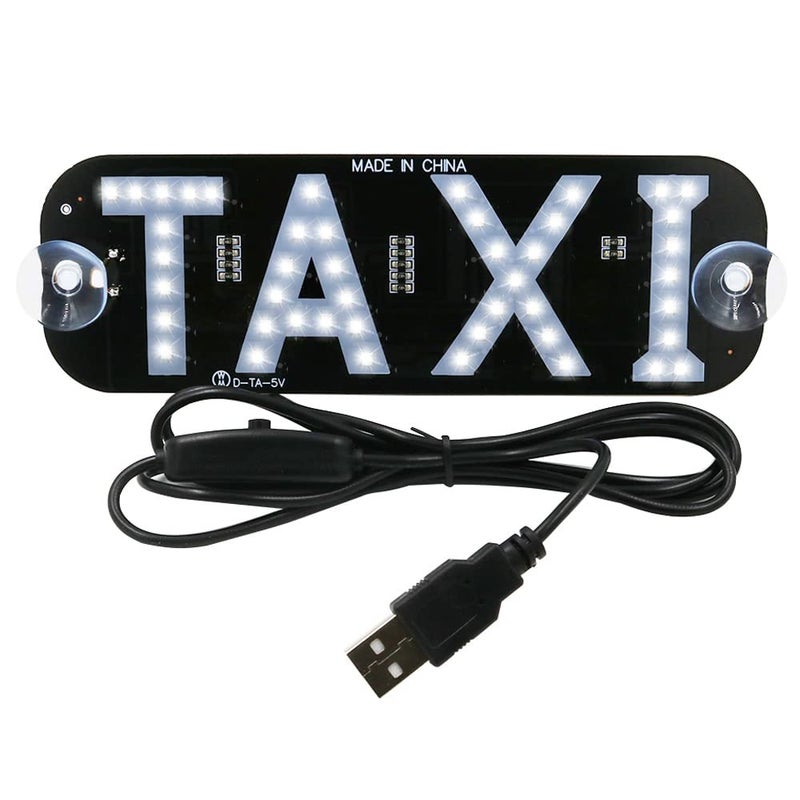 YSY White LED Sign Decor, Taxi Flashing Hook on Car Window with DC12V Car Charger Inverter Taxi Light Lamp (White, USB Switch) - Image 1